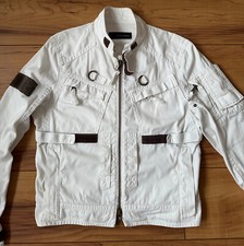 100%ORIG DSQUARED BIKER STRAPS JACKE GR.48 S/S 2003 WEIß BRAUN ULTRA RARE