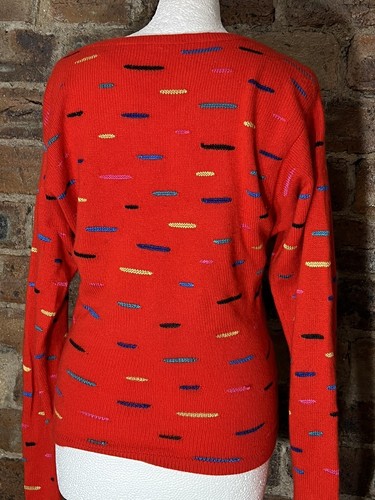 OVER THE RAINBOW RED/MULTI JUMPER HAND CRAFTED ON ISLE OF SKYE SIZE 8 - Picture 10 of 10