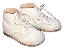 Vintage Educator  ushionized Sz 4B Off White Leather Toddler Boy  s Oxford Shoes