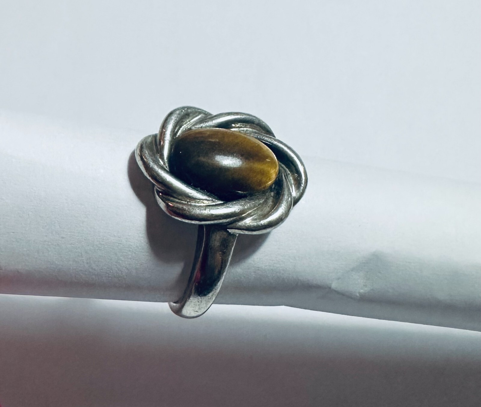 Womens Vintage Statement Solid Silver & Tiger Eye… - image 1