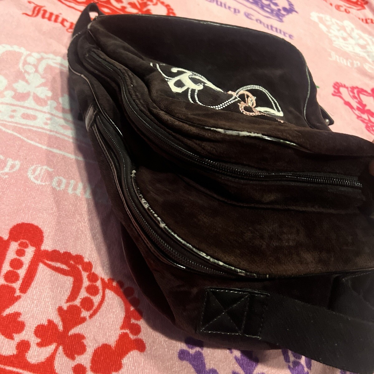 Vintage Black Juicy Couture Backpack Bag Purse Velour Y2K Mcbling Vintage Y2K Black Juicy Couture Velour | Mercari main image 3