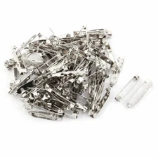 Metal Safety Pin Back Brooch Finding DIY Base Silver Tone 3cm Length 80pcs