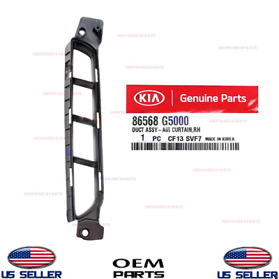 Genuine OEM Front Passenger Side Air Curtain Duct Kia Niro 2017-2019 86568-G5000