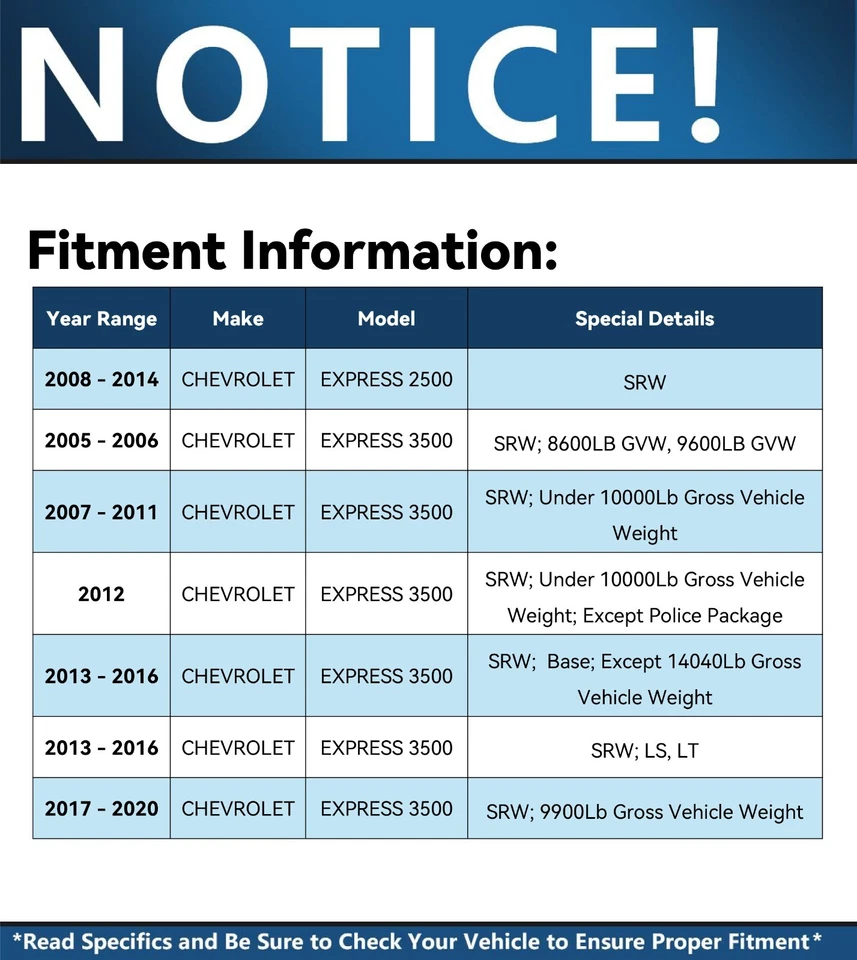 8pc Front Rear Drilled Brake Rotors Pads for Chevy GMC Express Savana 2500 3500 - Image 2 of 4