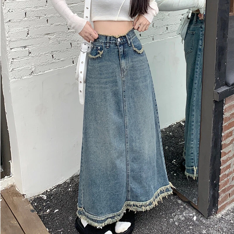 Long denim cheap skirt next