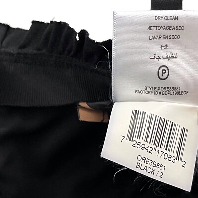 と。 BCBGMaxAzria Women's Size 2 XS Black Ruched Zip Back Ruffle Trim