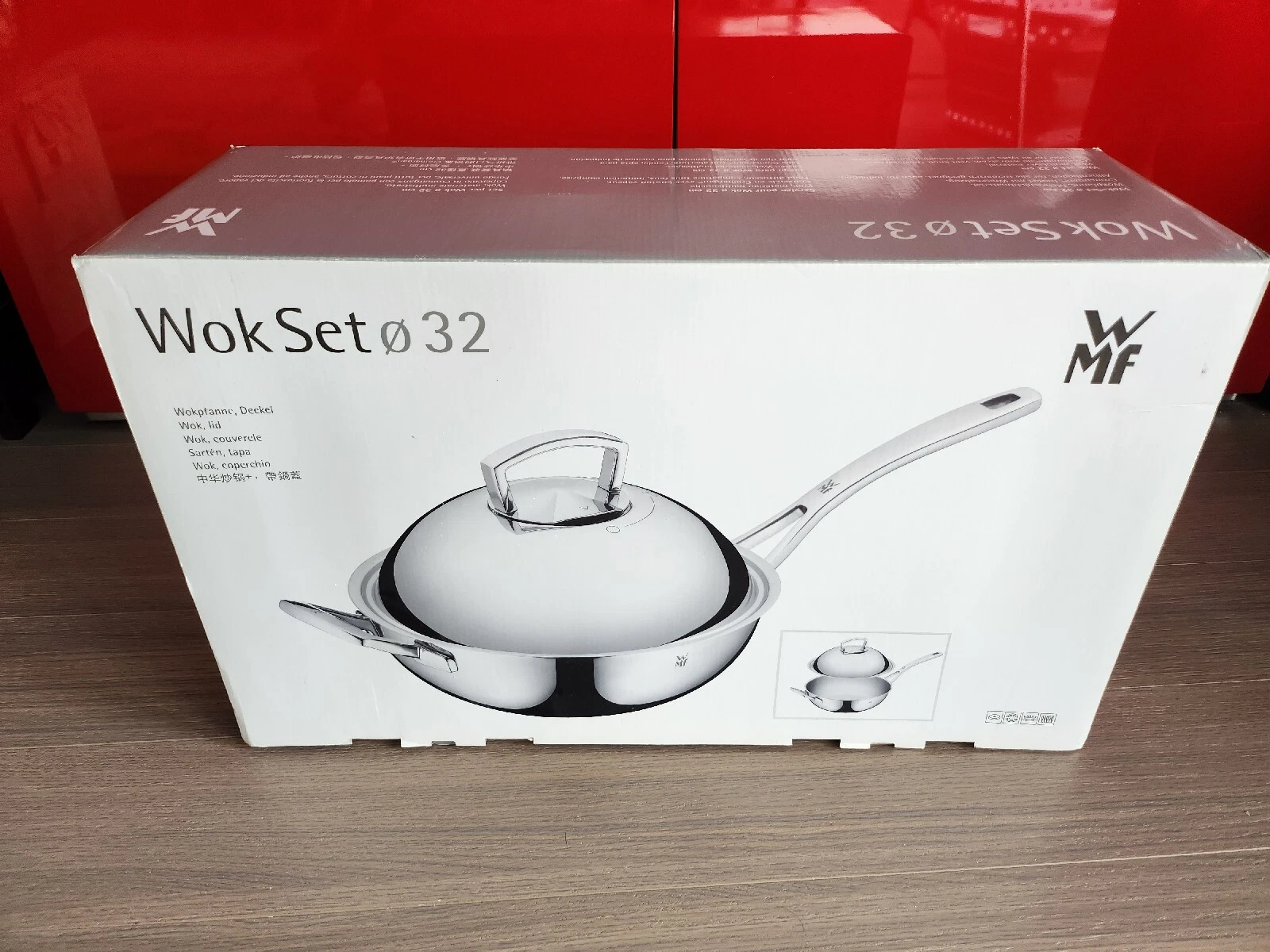 WMF Cromargan Wok Cooking Pan with Steam Vent Lid 13" Stainless Steel
