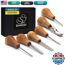 BeaverCraft SC05 Wood Carving Gouges Kit - Palm Gouge Flat Chisel Bent V Chisels