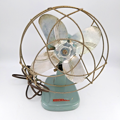 #ad Vintage Dominion Model 2004A 8quot; Metal Desk Fan – Works – Plug In Start Stop $25.49
