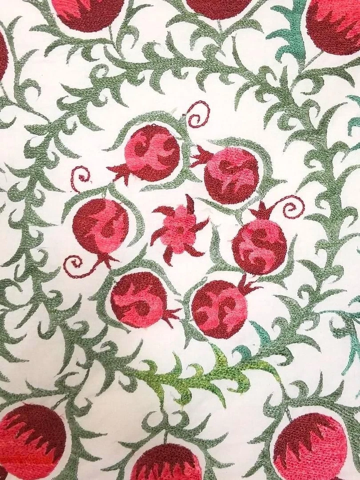 TABLE TOP - WALL HANGING - UZBEK SUZANI  30" x  32" - SILK EMBROIDERY ON COTTON - Image 3 of 4