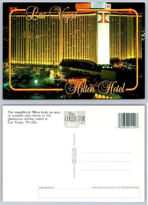 1995 Las Vegas Hilton Hotel Night View Postcard Nevada Collector Series