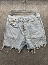 Vintage Levis 501 Cutoff Shorts Mens 30x36 Blue Denim Distressed Button Fly USA