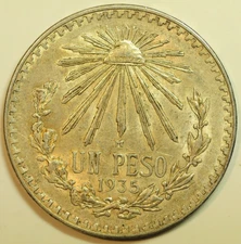 mw29364 Mexico  Silver Peso 1935  KM#455