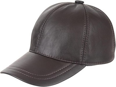 Premium Soft Sheepskin Leather Cap Brown 6-Panel Classic Baseball Cap
