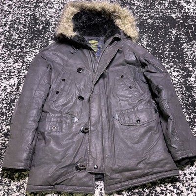 Alpha Industries N-3B Parka Jacket Grey Ripstop Faux Fur Hood Mens Medium