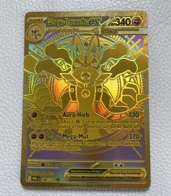 Mega-Lucario Ex 188/132 Mega Entwicklung DE Gold - Hyper Rare NM - Pokemon