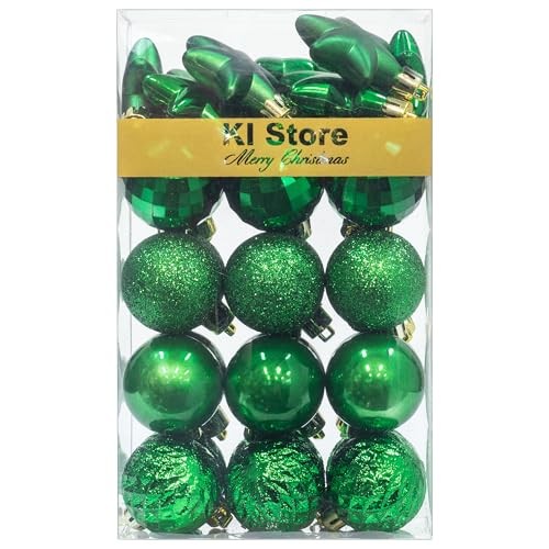Store Christmas Balls 34pcs Small Christmas Tree Decoration 1.57-Inch Green