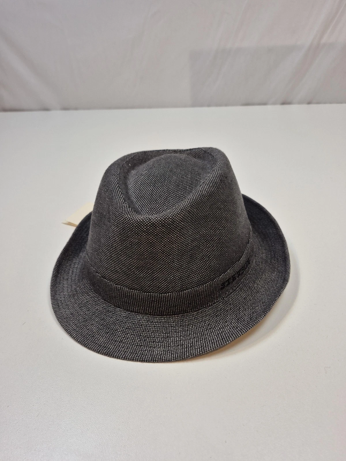 Stetson Fedora Hat Trilby Fitted Mens L Gray Linen Lined Summer STC21-BLK3