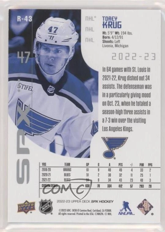 2022-23 SPx 2002-03 SPx Retro /199 Torey Krug #R-43 - Image 2 of 2