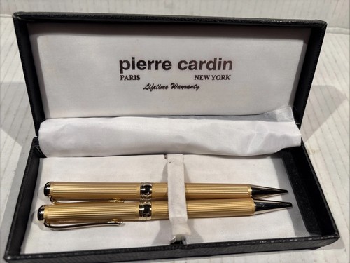 Pierre Cardin Yellow Goldtone Pen Pencil Set in Hard Shell Case Vintage ...