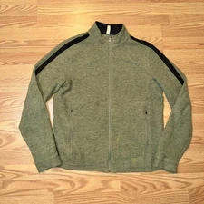 Ibex Merino Wool Zip Jacket Men’s Large Green Full Zip Outdoor Sweater