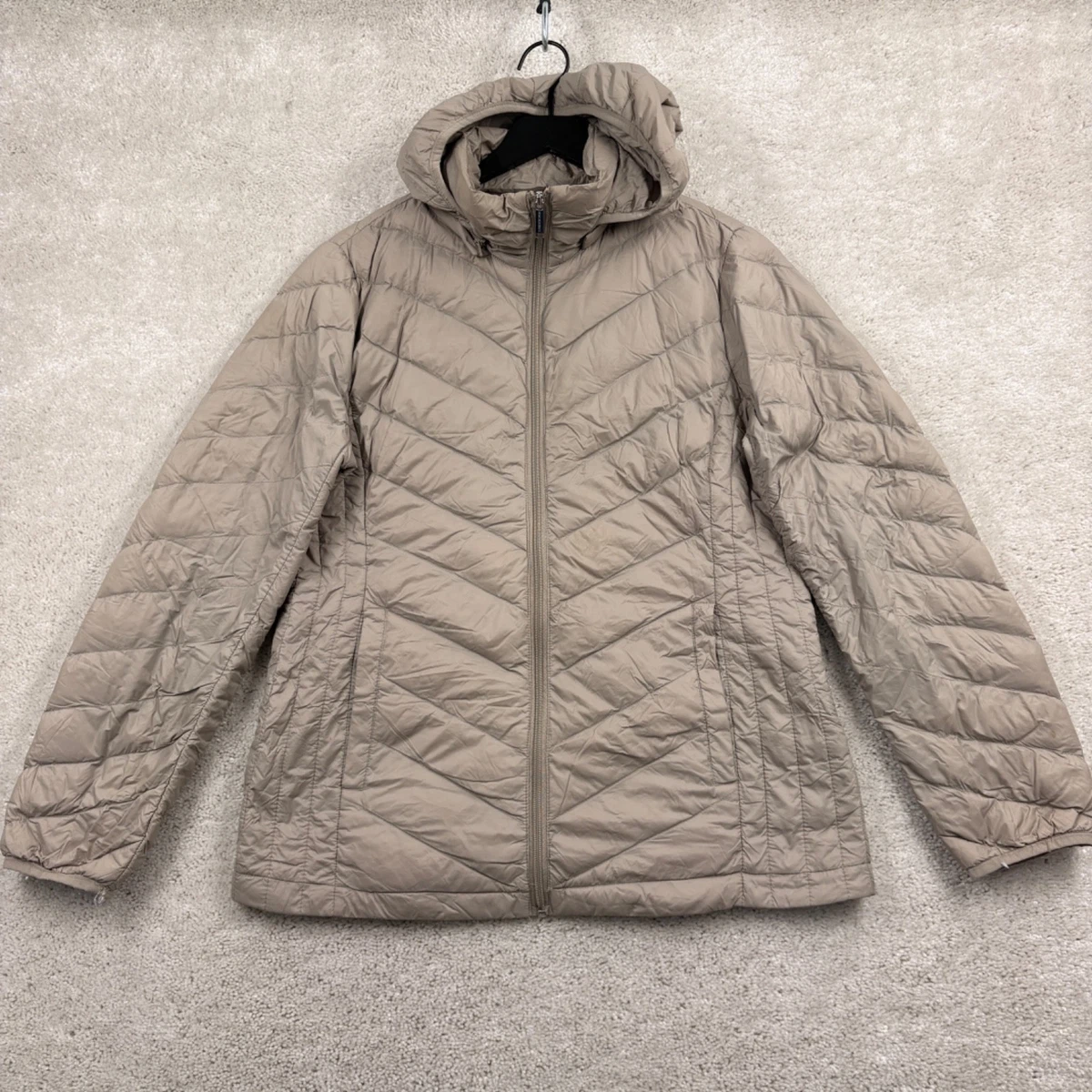 スキー London Fog Down jacket LONDON FOG Men's Stretch Hooded Puffer Jacket / Coat - BLACK Size