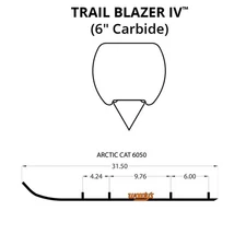 Woodys Trail Blazer IV Flat-Top Carbide Runners for 1992-1993 Arctic Cat Wildcat