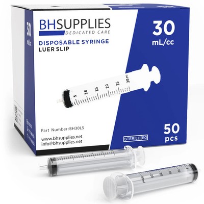 30mL Sterile Luer Slip Syringes, 50ct