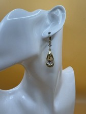 Clear Crystal Teardrop Dangle Earrings – Gold Finish