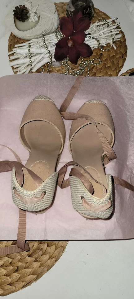 2x Espadrilles Wedges Set Gr.40 NUDE-ROSA + SCHWARZ LONDON Rebel SCHNÜRUNG - Bild 4 von 4