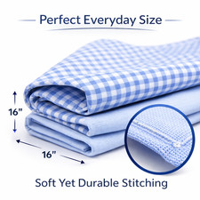 Men  s Cotton Handkerchief Set 3 Pack Blue Plaid Striped Solid Soft 16x16