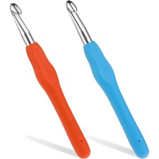 St&uuml;ck H&auml;kelnadeln, 9,0 mm + 10,0 mm, Ergonomischer TPR Griff, Aluminium, Gummi