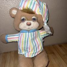 VTG 1986 Quaker Oats Fisher Price Rainbow Stripe Nightgown 15 Teddy Bear Plush