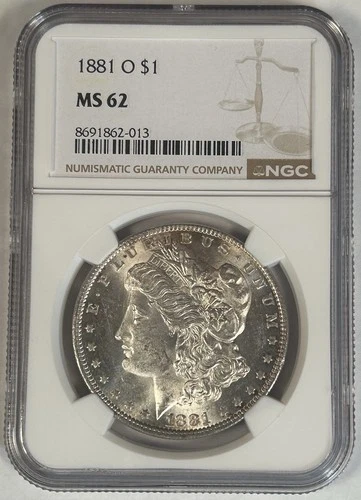 1881 O Morgan Silver Dollar Coin NGC MS 62