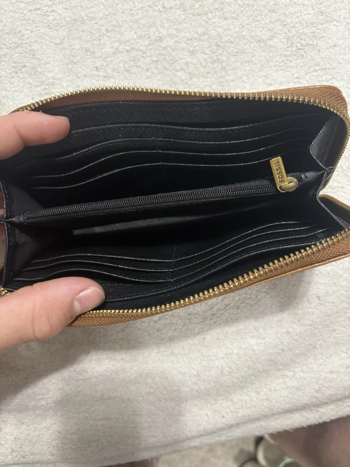 FOSSIL Sydney Cuero Beige Cremallera Alrededor Bolso sin asas Cartera Organizador SL6688 Foto 3 de 4