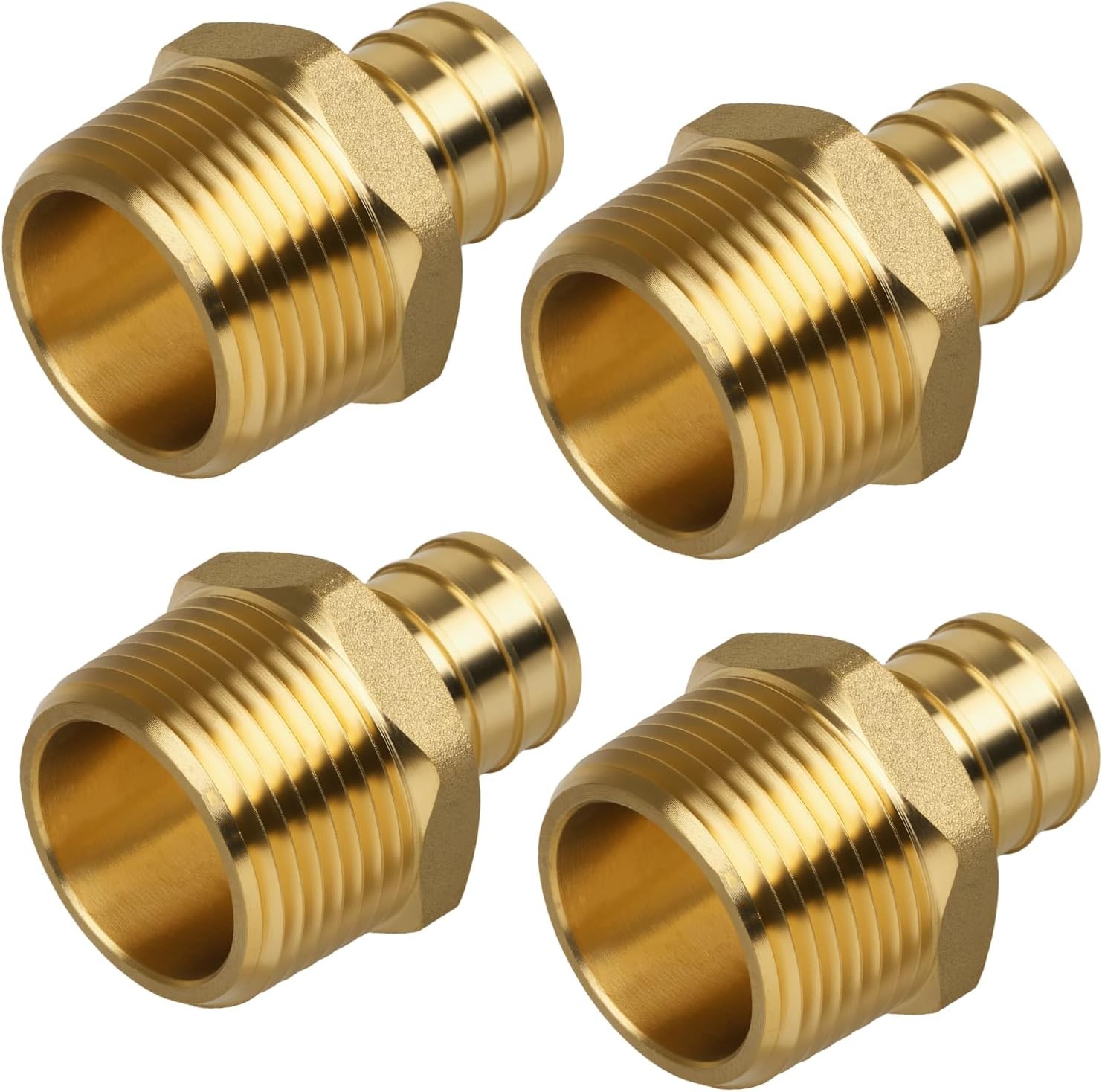 4 Pack 3/4" Male NPT to 3/4" PEX Male Adapter Brass Crimp Fitting NSF Certified