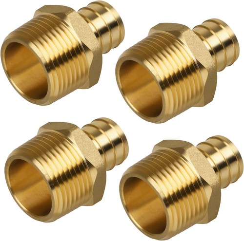 4 Pack 3/4" Male NPT to 3/4" PEX Male Adapter Brass Crimp Fitting NSF Certified