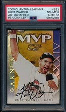 2000 Quantum Leaf Kurt Warner MVP Autograph /100 PSA 8 w/ 10 Auto Pop 1, Highest