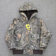 Carhartt Boy's XXS 4-5 Zip-Front Canvas Insulated Hooded Camo Jacket