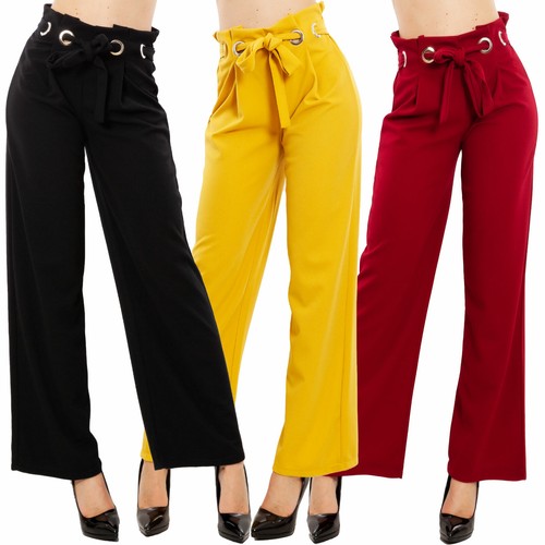 Pantaloni donna palazzo vita alta cintura eleganti capri pinces TOOCOOL  VB-27201 | eBay
