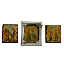 Vintage Wood Plaques Wintermute RECKON Set of 3 Boys Girls Granny Core Nostalgic