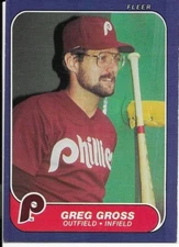 1986 Fleer Philadelphia Phillies Baseball Card #441 Greg Gross EX 
