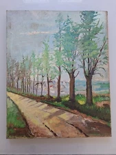 Oil Painting On Canvas Impressionist Landscape "Place Bouchard Caen" 1967