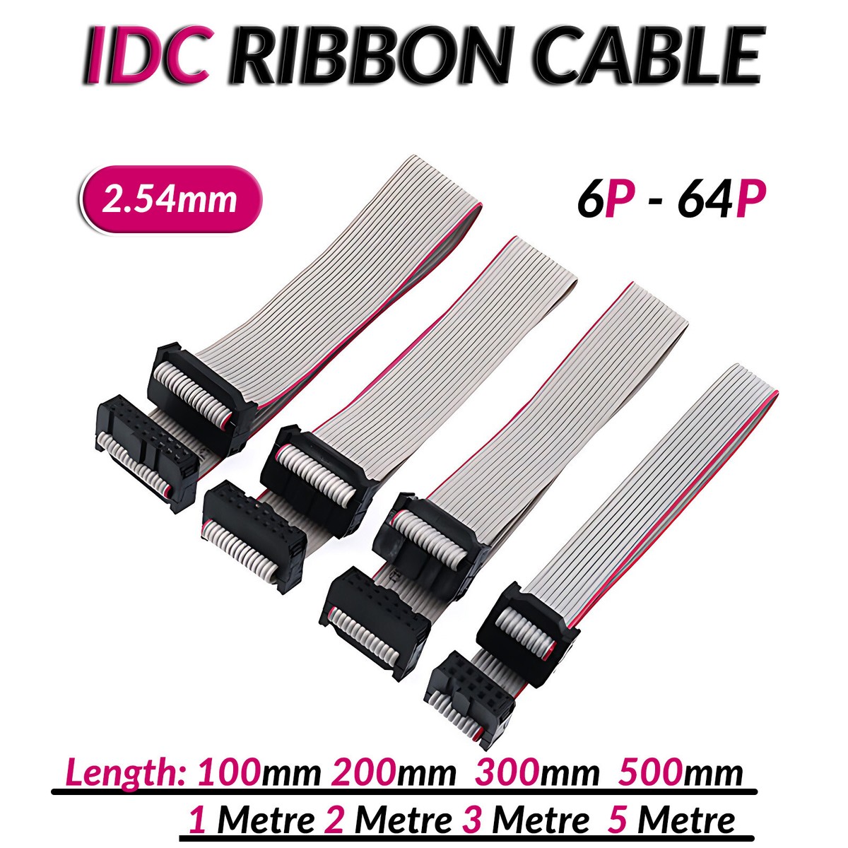 IDC Box Header 2.54 Ribbon cable Leads With lengths 0.1m to 5M - 6