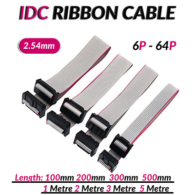 IDC Box Header 2.54 Ribbon cable Leads With lengths 0.1m to 5M - 6 Pin to 64 Pin