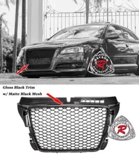 Fits 09-13 Audi A3 S3 8P RS3-Style Badgeless Honeycomb Front Grille Gloss Black