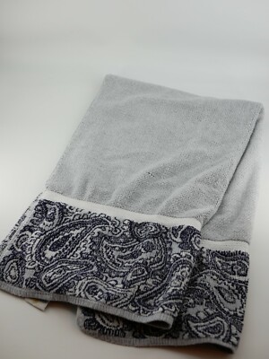 Vintage Royal Velvet by Fieldcrest Navy Blue Gray USA Bath Towel