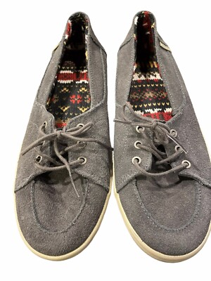 Vans womens slip-on hole lace gray suede leather Tribal lining  Trending