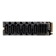 M.2 M-key NVME PCI-E PCIe 3.0 to SATA 3.0 6 Ports Expansion Adapter Card 6Gbps