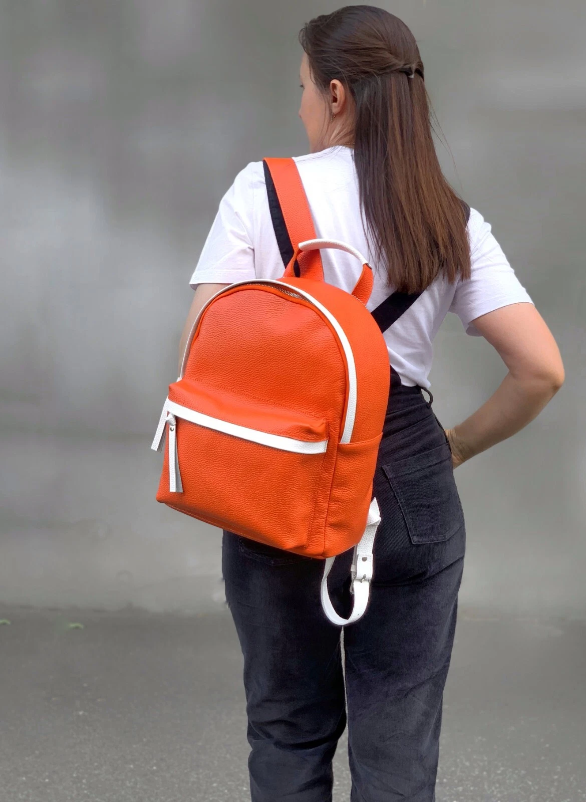 COACH Zaino donna VERA pelle ciottolata arancione borsa laidies fatto a mano